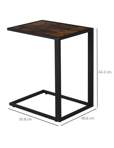 HOMCOM C-Shaped Side Table, Sofa End Table with Metal Frame, Accent Couch Table for Living room, Bedroom, Set of 2, Brown and Bl - pic 60530 | FastDaddyshop