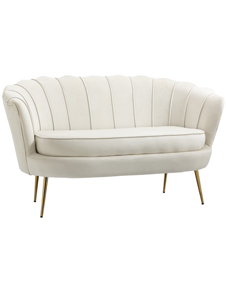 HOMCOM 2 Seater Sofa, Modern Velvet Loveseat Sofa, Cream 833-957V70WT - pic 60537 | FastDaddyshop