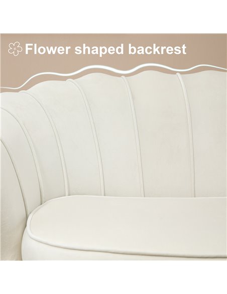 HOMCOM 2 Seater Sofa, Modern Velvet Loveseat Sofa, Fabric Small Couch with Petal Backrest and Gold Steel Legs for Living Room, B - pic 60540 | FastDaddyshop