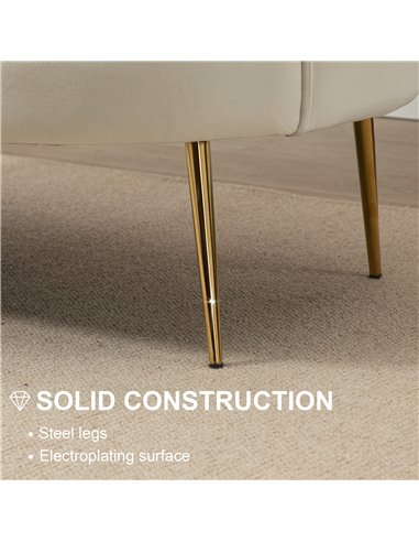 HOMCOM 2 Seater Sofa, Modern Velvet Loveseat Sofa, Fabric Small Couch with Petal Backrest and Gold Steel Legs for Living Room, B