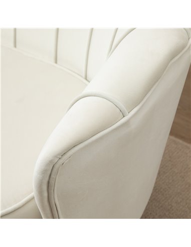 HOMCOM 2 Seater Sofa, Modern Velvet Loveseat Sofa, Fabric Small Couch with Petal Backrest and Gold Steel Legs for Living Room, B