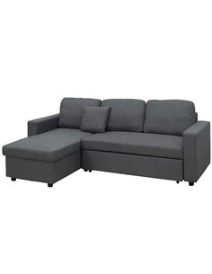 HOMCOM Corner Sofa Bed with Storage, 3 Seater Pull Out Sofa Bed, Dark Grey 839-468V71CG
