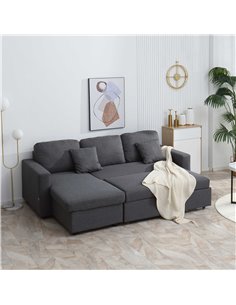 HOMCOM Corner Sofa Bed with Storage, 3 Seater Pull Out Sofa Bed, Dark Grey 839-468V71CG 2