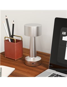 HOMCOM Cordless Table Lamp, Touch LED Desk Lamp, Silver B31-458V00SR 2