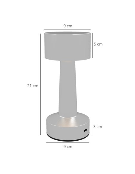 HOMCOM Cordless Table Lamp, Touch LED Desk Lamp with Rechargeable Battery, 3 Colour, for Bedroom Living Room, Silver B31-458V00S - pic 60566 | FastDaddyshop