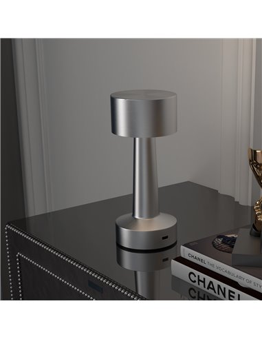 HOMCOM Cordless Table Lamp, Touch LED Desk Lamp with Rechargeable Battery, 3 Colour, for Bedroom Living Room, Silver B31-458V00S