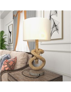 HOMCOM Nautical LED Table Lamp with USB Charging Port, Beige B31-462V70CW 2