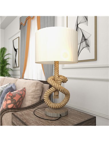 HOMCOM Nautical LED Table Lamp with USB Charging Port, Bedside Desk Lamp for Bedroom, Living Room, Home Office B31-462V70CW