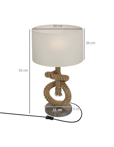 HOMCOM Nautical LED Table Lamp with USB Charging Port, Bedside Desk Lamp for Bedroom, Living Room, Home Office B31-462V70CW