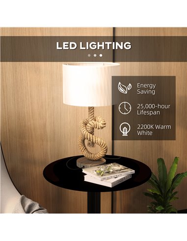HOMCOM Nautical LED Table Lamp with USB Charging Port, Bedside Desk Lamp for Bedroom, Living Room, Home Office B31-462V70CW
