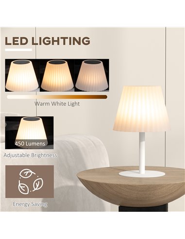 Outsunny Outdoor Solar Table Lamp, Cordless LED Desk Lamp with Rechargeable Battery, Dimming Brightness, USB, Auto On/Off B31-47