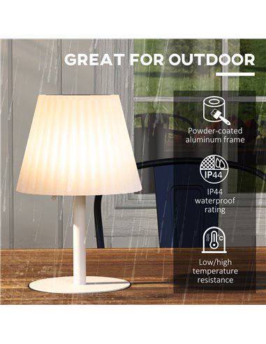 Outsunny Outdoor Solar Table Lamp, Cordless LED Desk Lamp with Rechargeable Battery, Dimming Brightness, USB, Auto On/Off B31-47
