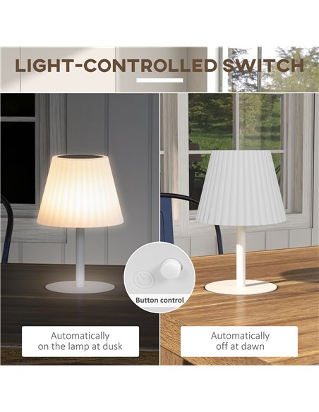 Outsunny Outdoor Solar Table Lamp, Cordless LED Desk Lamp with Rechargeable Battery, Dimming Brightness, USB, Auto On/Off B31-47 - pic 60588 | FastDaddyshop