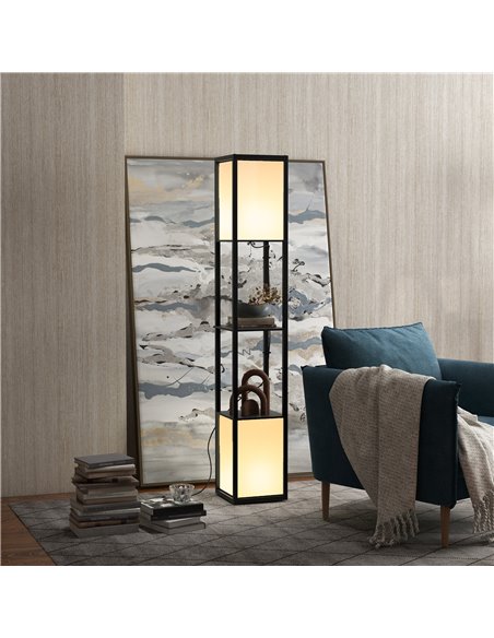 HOMCOM Modern Shelf Floor Lamp with Dual Ambient Light, Standing Lamp Living Room, Bedroom, 156cm, Black B31-331V70BK - pic 60619 | FastDaddyshop