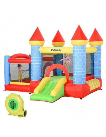 Outsunny 3+ Kids Bounce Castle 4 in 1 with Inflatable Trampoline, Slide, Water Pool Basket, Inflator - pic 6062 | FastDaddyshop
