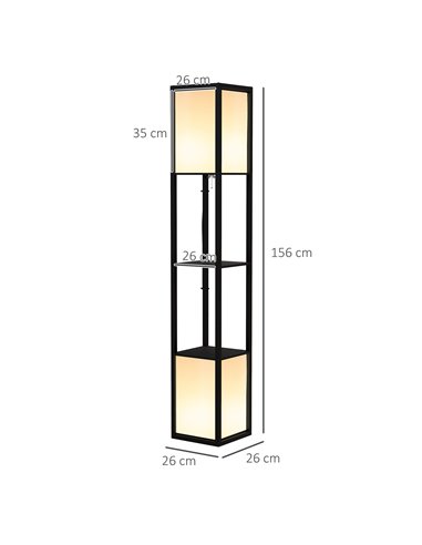 HOMCOM Modern Shelf Floor Lamp with Dual Ambient Light, Standing Lamp Living Room, Bedroom, 156cm, Black B31-331V70BK