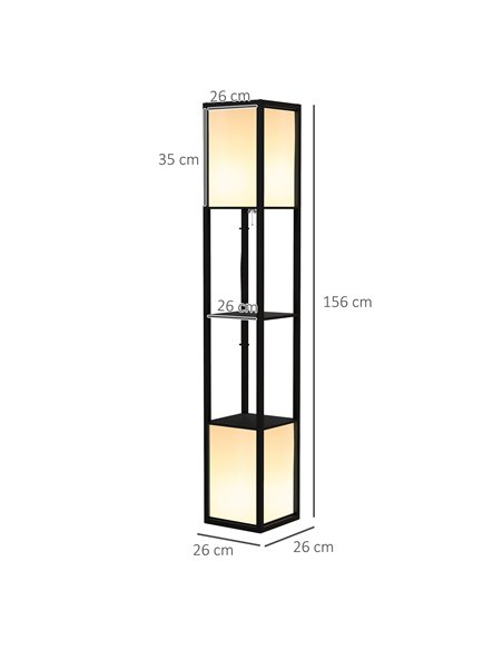 HOMCOM Modern Shelf Floor Lamp with Dual Ambient Light, Standing Lamp Living Room, Bedroom, 156cm, Black B31-331V70BK - pic 60620 | FastDaddyshop