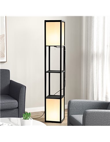 HOMCOM Modern Shelf Floor Lamp with Dual Ambient Light, Standing Lamp Living Room, Bedroom, 156cm, Black B31-331V70BK