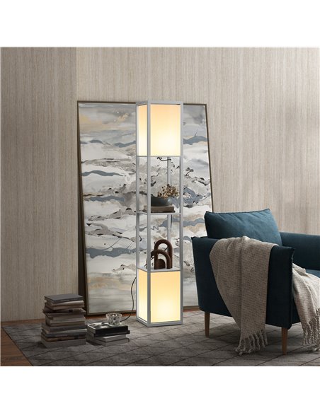 HOMCOM Modern Shelf Floor Lamp with Dual Ambient Light, Standing Lamp Living Room, Bedroom, 156cm, Grey B31-331V70LG - pic 60628 | FastDaddyshop