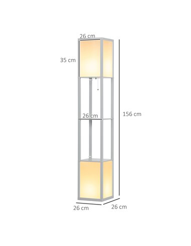 HOMCOM Modern Shelf Floor Lamp with Dual Ambient Light, Standing Lamp Living Room, Bedroom, 156cm, Grey B31-331V70LG