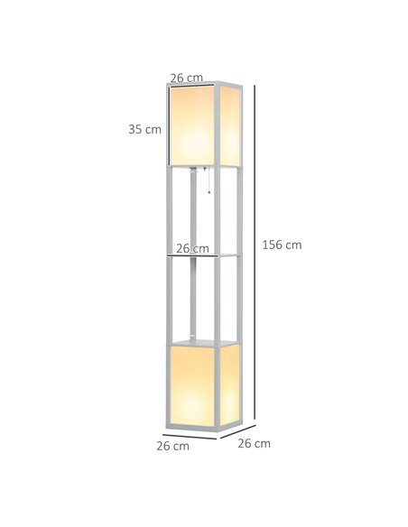 HOMCOM Modern Shelf Floor Lamp with Dual Ambient Light, Standing Lamp Living Room, Bedroom, 156cm, Grey B31-331V70LG - pic 60629 | FastDaddyshop