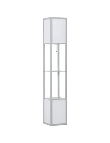 HOMCOM Modern Shelf Floor Lamp with Dual Ambient Light, Standing Lamp Living Room, Bedroom, 156cm, Grey B31-331V70LG