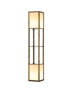 HOMCOM Modern Shelf Floor Lamp with Dual Ambient Light, Brown B31-331V70RB
