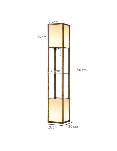 HOMCOM Modern Shelf Floor Lamp with Dual Ambient Light, Standing Lamp Living Room, Bedroom, 156cm, Brown B31-331V70RB