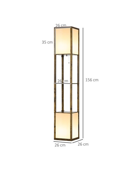 HOMCOM Modern Shelf Floor Lamp with Dual Ambient Light, Standing Lamp Living Room, Bedroom, 156cm, Brown B31-331V70RB - pic 60638 | FastDaddyshop