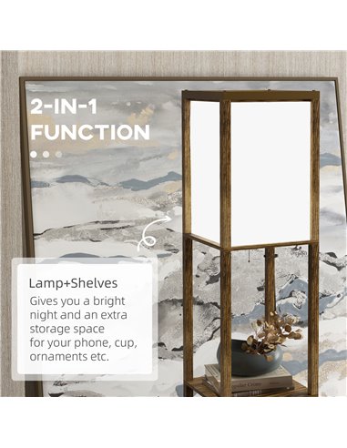 HOMCOM Modern Shelf Floor Lamp with Dual Ambient Light, Standing Lamp Living Room, Bedroom, 156cm, Brown B31-331V70RB