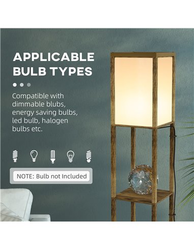 HOMCOM Modern Shelf Floor Lamp with Dual Ambient Light, Standing Lamp Living Room, Bedroom, 156cm, Brown B31-331V70RB