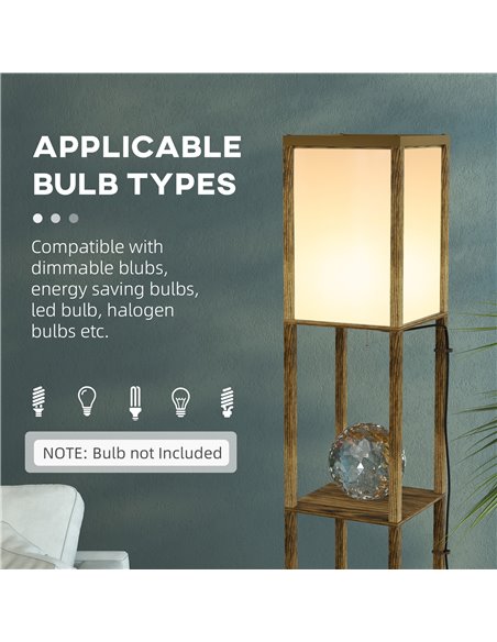 HOMCOM Modern Shelf Floor Lamp with Dual Ambient Light, Standing Lamp Living Room, Bedroom, 156cm, Brown B31-331V70RB - pic 60641 | FastDaddyshop