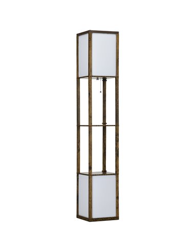 HOMCOM Modern Shelf Floor Lamp with Dual Ambient Light, Standing Lamp Living Room, Bedroom, 156cm, Brown B31-331V70RB