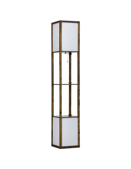 HOMCOM Modern Shelf Floor Lamp with Dual Ambient Light, Standing Lamp Living Room, Bedroom, 156cm, Brown B31-331V70RB - pic 60644 | FastDaddyshop