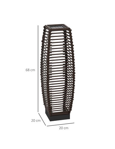 Outsunny Solar Floor Lamp for Outdoor Gardens, LED Pathway Lantern with Automatic On/Off, IP44, Decorative Lighting, Brown 867-1