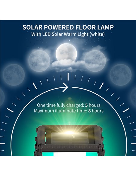 Outsunny Solar Powered Floor Lamp, LED Outdoor Garden Lantern, Pathway Light, Decorative Lighting with Auto On/Off, Grey 867-154 - pic 60658 | FastDaddyshop