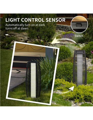Outsunny Solar Powered Floor Lamp, LED Outdoor Garden Lantern, Pathway Light, Decorative Lighting with Auto On/Off, Grey 867-154