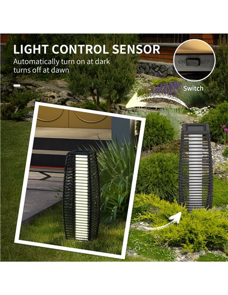 Outsunny Solar Powered Floor Lamp, LED Outdoor Garden Lantern, Pathway Light, Decorative Lighting with Auto On/Off, Grey 867-154 - pic 60659 | FastDaddyshop