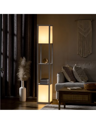 HOMCOM Modern Shelf Floor Lamp with Dual Ambient Light, Standing Lamp Living Room, Bedroom, 156cm, White B31-331V70WT