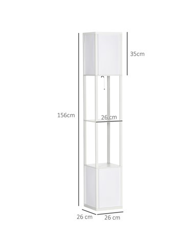 HOMCOM Modern Shelf Floor Lamp with Dual Ambient Light, Standing Lamp Living Room, Bedroom, 156cm, White B31-331V70WT