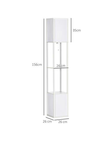 HOMCOM Modern Shelf Floor Lamp with Dual Ambient Light, Standing Lamp Living Room, Bedroom, 156cm, White B31-331V70WT - pic 60665 | FastDaddyshop
