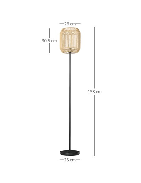 HOMCOM Farmhouse Standing Lamp, Floor Lamps with Hand Woven Rattan Lampshade for Living Room B31-440V70BK - pic 60674 | FastDaddyshop