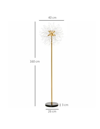 HOMCOM Modern Floor Lamp, Tall Standing Lamp with Dandelion-like Lampshade for Living Room B31-308V70GD