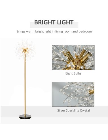 HOMCOM Modern Floor Lamp, Tall Standing Lamp with Dandelion-like Lampshade for Living Room B31-308V70GD
