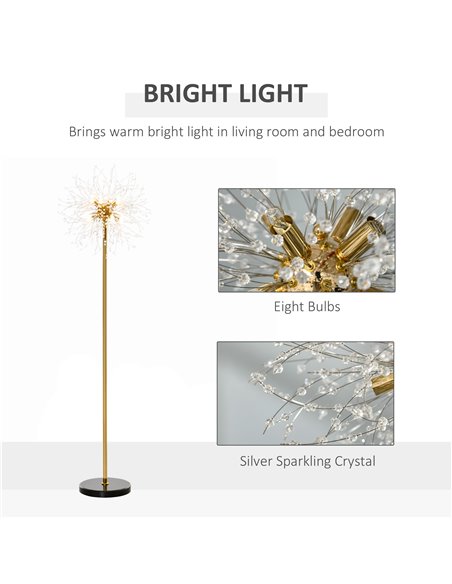 HOMCOM Modern Floor Lamp, Tall Standing Lamp with Dandelion-like Lampshade for Living Room B31-308V70GD - pic 60684 | FastDaddyshop