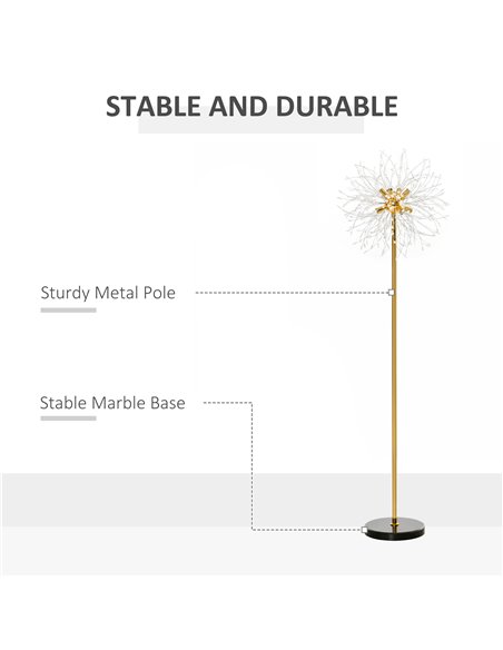 HOMCOM Modern Floor Lamp, Tall Standing Lamp with Dandelion-like Lampshade for Living Room B31-308V70GD - pic 60685 | FastDaddyshop