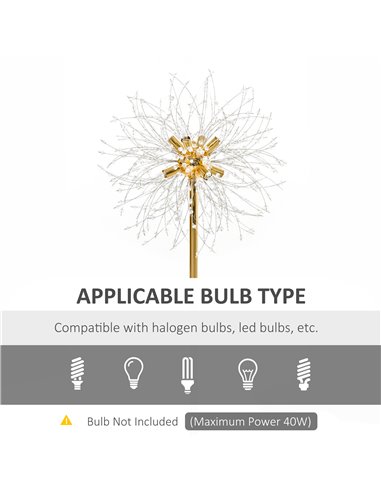 HOMCOM Modern Floor Lamp, Tall Standing Lamp with Dandelion-like Lampshade for Living Room B31-308V70GD
