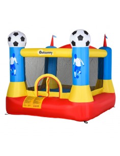 Outsunny 3+ Kids Bouncy Castle Inflatable Trampoline with Blower Football Field Design
