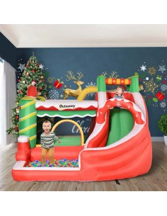 Outsunny 3+ Kids Bouncy Castle  4 in 1 Inflatable Trampoline Slide Water Pool Climbing Wall with Inflator Carrybag 2