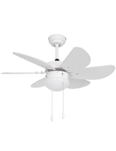 HOMCOM LED Ceiling Fan, 6 Reversible Blades Flush Mount Light, Pull-Chain Operation, White  B31-478V00WT